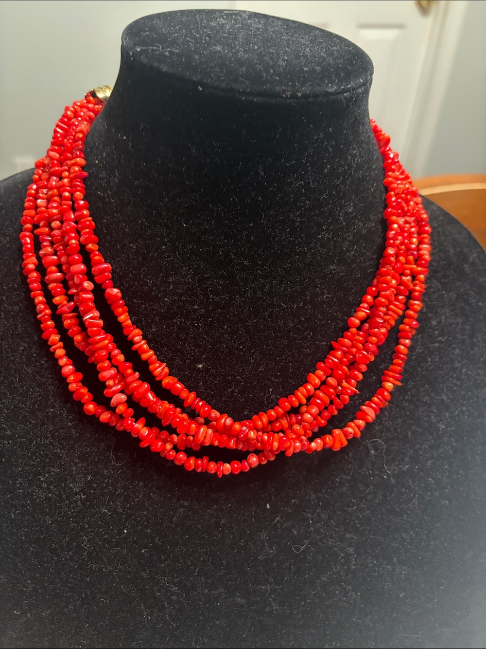 American West Vintage Relios Carolyn Pollack Coral Nugget 5 strand Necklace